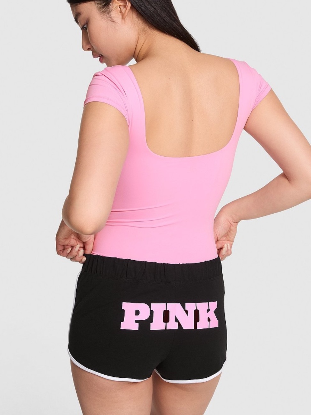 NWT Victoria’s Secret pink booty micro black shorts size large soft modal